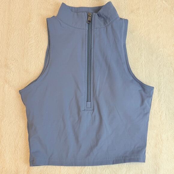Balance Athletica Tops - Balance Athletica Workout Top Stretch Spots Bra Yoga M Blue Cropped Zip Up